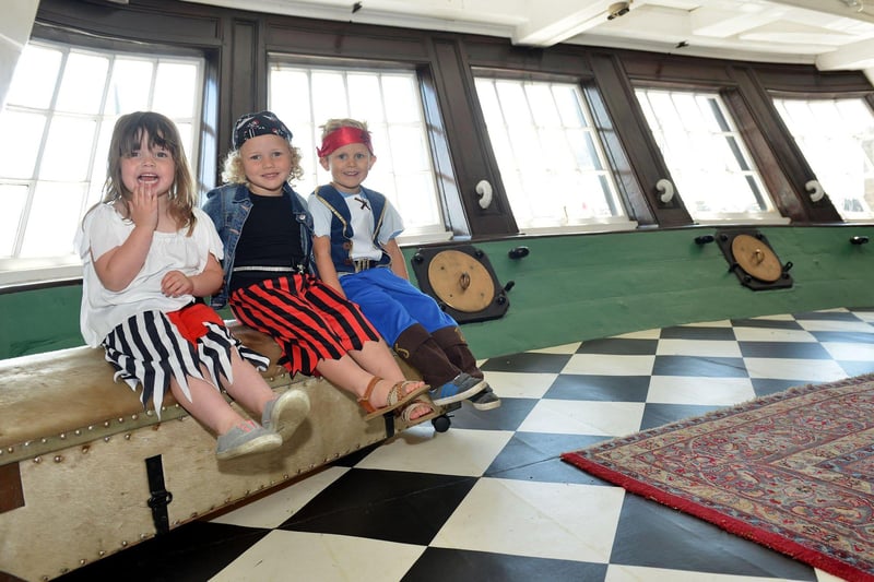 Sitting on a chest in the Captains Cabin of HMS Trincomalee in 2014 are St Bega's Primary school pupils (left to right) Katie Wanley, Robyn Allard and Charley McGuire.