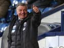 West Bromwich Albion's English head coach Sam Allardyce gestures during the English Premier League football match between West Bromwich Albion and Southampton at The Hawthorns stadium in West Bromwich, central England, on April 12, 2021.