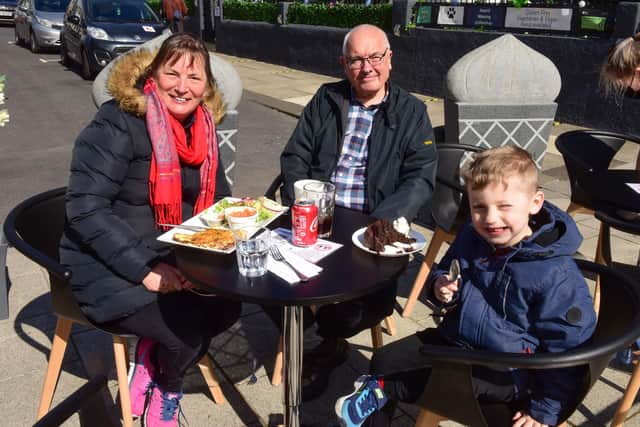 Ken and Pat Dodd, with grandson Isaac enjoying lunch at The Clifton in South Shields on Monday.