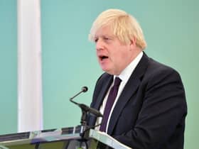 Boris Johnson speaking during the 2021 CBI annual conference, held at The Port of Tyne, South Shields. Picture by FRANK REID