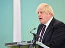 Boris Johnson speaking during the 2021 CBI annual conference, held at The Port of Tyne, South Shields. Picture by FRANK REID