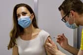 Picture tweeted by the Duke and Duchess of Cambridge showing the Duchess receiving her coronavirus vaccine on Friday at London's Science Museum. Issue date: Saturday May 29, 2021. Copyright: Duke and Duchess of Cambridge.