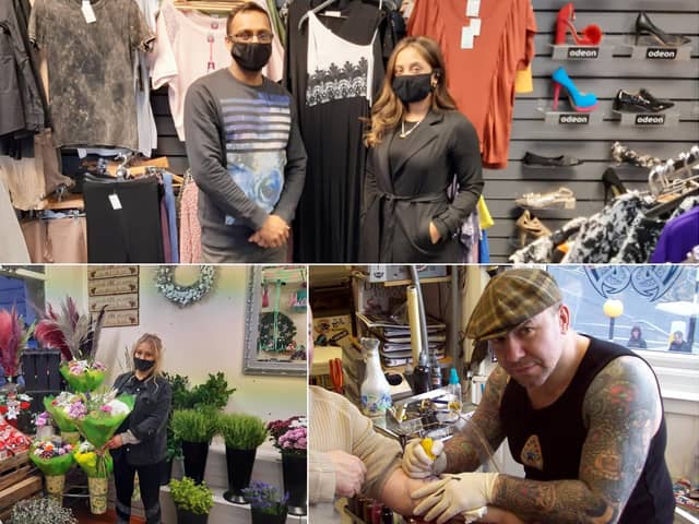 Kaz Chowdhury pictured at The Outlet on King Street (above, left); Courtney Dadswell, from Marion's Florist (below, left); Chris Wright, of the Viking Tattoo Studio in Jarrow (below, right)