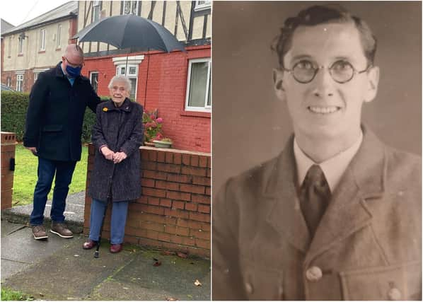 90-year-old Ishbelle Burgoyne and her son Gary (left) and James Burgoyne (right)