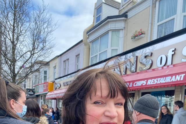 Angela Wolfe, 52 from Sunderland had travelled to get Colemans fish and chips on Good Friday