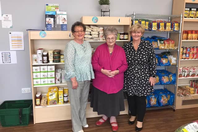 South Tyneside Councillors Ruth Berkley and Eileen Leask with council leader Tracey Dixon (right) at Horsley Hill Community Pantry.
