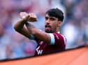 Lucas Paqueta of West Ham during the Premier League match between West Ham United and Tottenham Hotspur at London Stadium on August 31, 2022 in London, United Kingdom. (Photo by Marc Atkins/Getty Images)