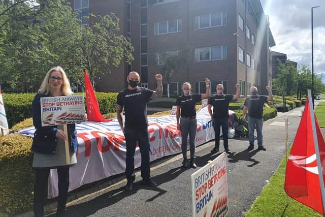 South Shields MP Emma Lewell-Buck joins British Airways campaigners in Newcastle. Photo credit: Unite the Union