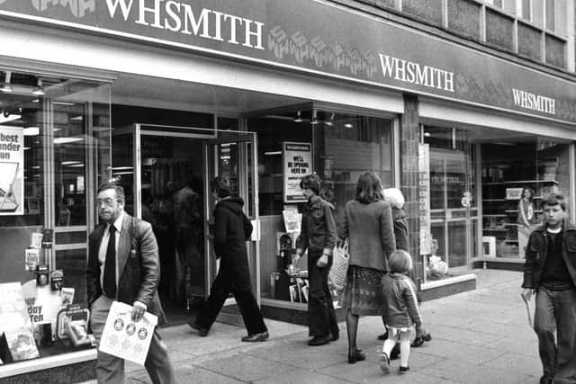 W H Smith's new shop front in King Street in 1979.