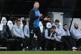 NEWCASTLE UPON TYNE, ENGLAND - OCTOBER 30: Assistant Head Coach Graeme Jones reacts from the technical area during the Premier League match between Newcastle United and Chelsea at St. James Park on October 30, 2021 in Newcastle upon Tyne, England. (Photo by Stu Forster/Getty Images)