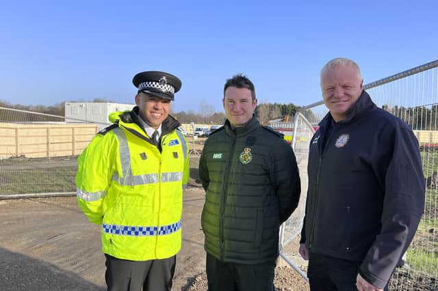 (Left to Right) Superintendent Kevin Waring of Northumbria Police, Darren Green, Head of Operations Central Division at the North East Ambulance Service, and Chris Lowther, Chief Fire Officer of Tyne and Wear Fire and Rescue Service.