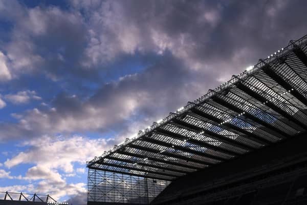 A general view of the sun setting behind the West stand of St James' Park,  during the Premier League match between Newcastle United and Leicester City at St. James Park on January 03, 2021 in Newcastle upon Tyne, England. The match will be played without fans, behind closed doors as a Covid-19 precaution. (Photo by Stu Forster/Getty Images)