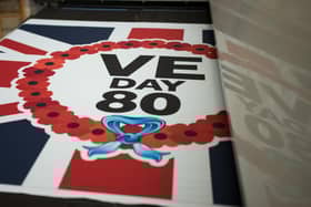 Flags are made at the JW Plant Flag Company ahead of the VE Day 80th anniversary on March 18, 2025 in Leeds.