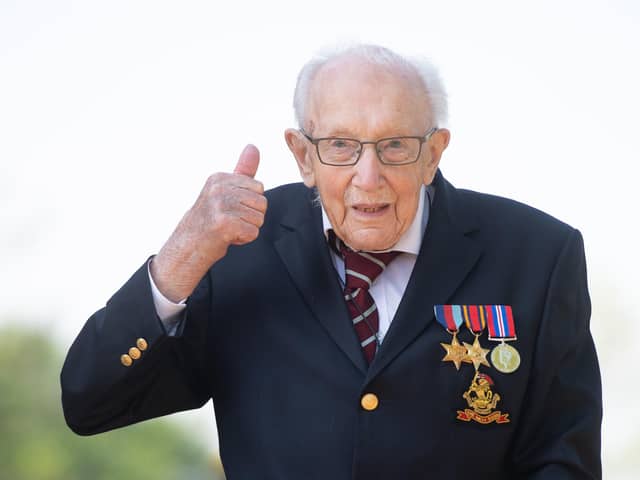 Captain Tom Moore, at his home in Marston Moretaine, Bedfordshire, who is to be knighted by the Queen in a unique open-air ceremony at Windsor Castle. Photo: Joe Giddens/PA Wire