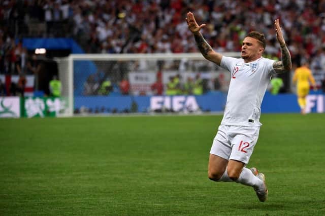 Kieran Trippier's only England goal came against Croatia in the last World Cup  (Photo credit should read ALEXANDER NEMENOV/AFP via Getty Images)