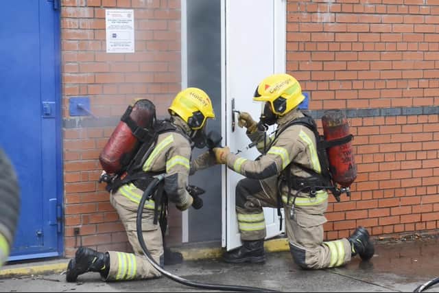 New recruit, Toby Holway, undertaking one of the training exercises with Tyne and Wear Fire and Rescue Service.