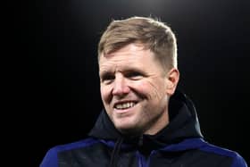 Eddie Howe, Manager of Newcastle United speaks to the press after their sides victory during the Premier League match between Leeds United and Newcastle United at Elland Road on January 22, 2022 in Leeds, England. (Photo by George Wood/Getty Images)