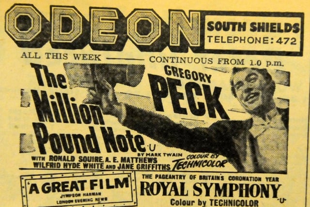 Gregory Peck was starring in The Million Pound Note at the Odeon in 1954.