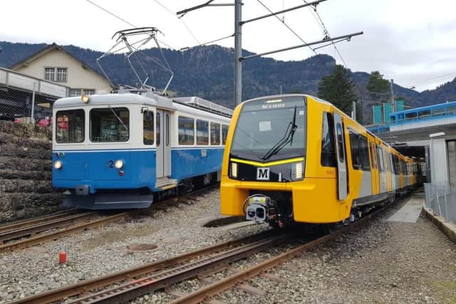 The new Stadler Class 555 Tyne and Wear Metro train undergoing initial testing in Switzerland.

Photograph: Martin Horat