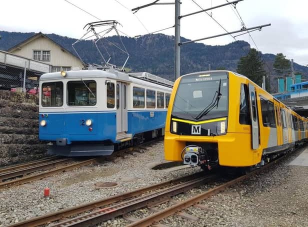 The new Stadler Class 555 Tyne and Wear Metro train undergoing initial testing in Switzerland.

Photograph: Martin Horat