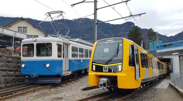 The new Stadler Class 555 Tyne and Wear Metro train undergoing initial testing in Switzerland.

Photograph: Martin Horat