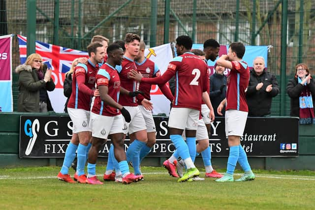 South Shields celebrate Dillon Morse's opening goal