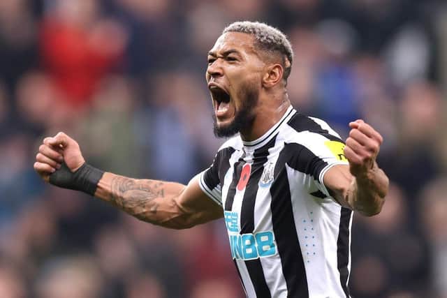 Joelinton of Newcastle United celebrates after their sides victory during the Premier League match between Newcastle United and Chelsea FC at St. James Park on November 12, 2022 in Newcastle upon Tyne, England. (Photo by George Wood/Getty Images)