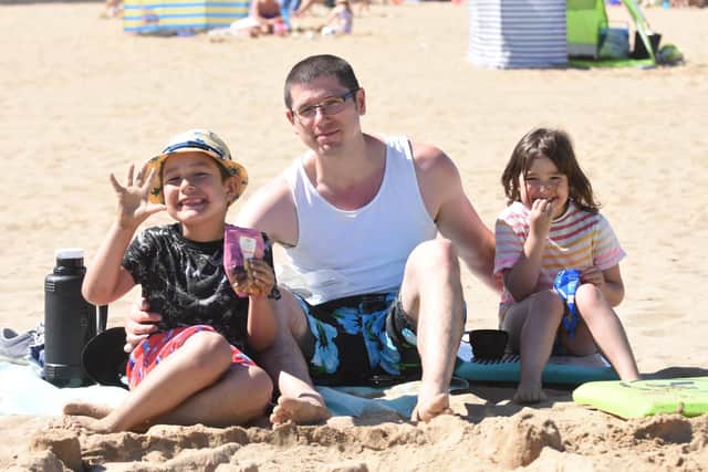James, seven, dad Johnny Lakey, 35, and Elizabeth, four.