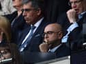 Tottenham Hotspur chairman Daniel Levy (bottom) watches from the stands during the English Premier League football match between Tottenham Hotspur and Watford at Tottenham Hotspur Stadium in London, on January 1, 2019.