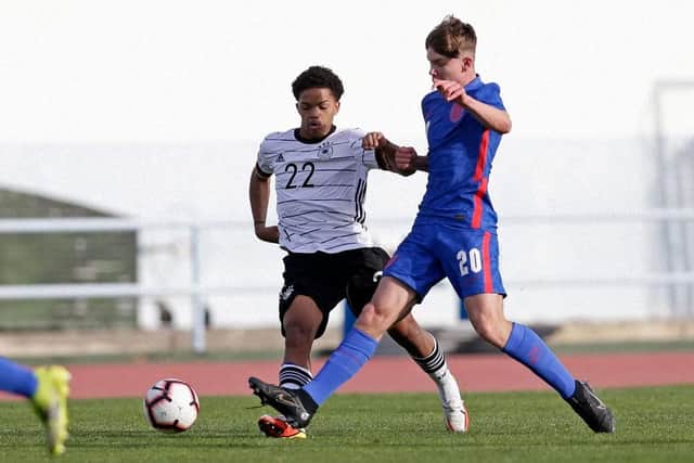Tyler Dibling playing for England's Under-16s in February.