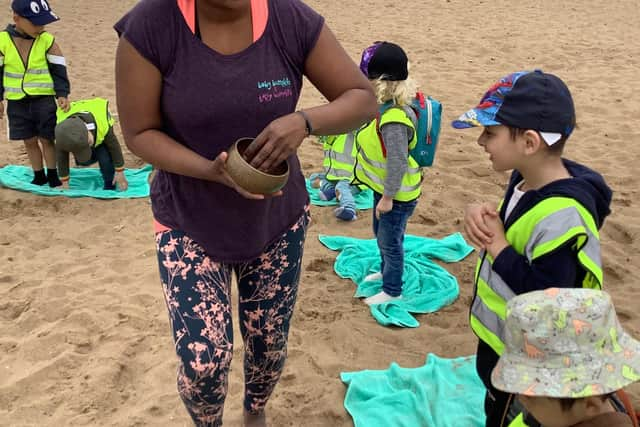 Vanathi Webster putting the Nurserytime youngsters through their paces.