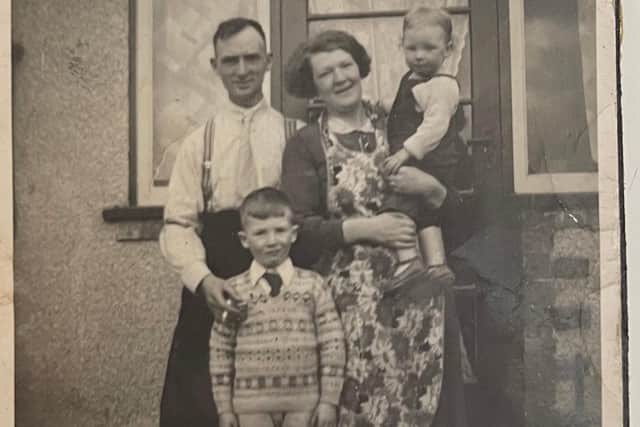 Mr Roberts (pictured, below) as a young boy with his family in Laygate