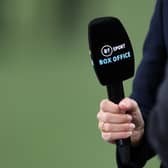 SHEFFIELD, ENGLAND - OCTOBER 18: Detail of view of BT Sport Box Office pay per view television channel microphones during the Premier League match between Sheffield United and Fulham at Bramall Lane on October 18, 2020.