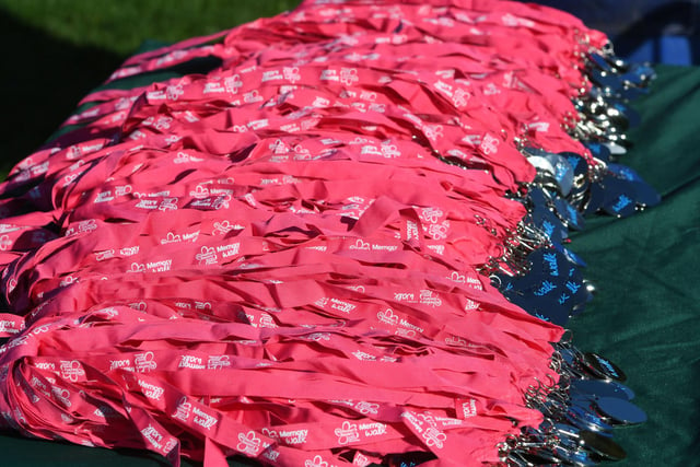 Medals lined up at the Memory Walk in South Shields on Saturday.