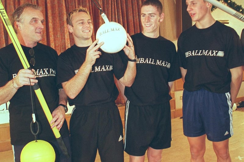 Designers Johnny Brookes and John Beresford and Sheffield United apprentices Steven Spencer and Philip Jagielka, with the Ballmax Pro back in 1999