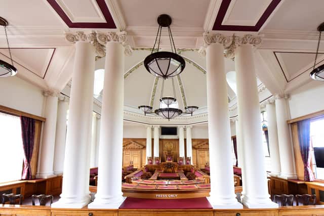The press box in the council chamber