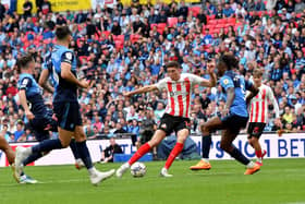 Ross Stewart scores Sunderland's second goal at Wembley