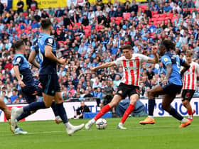 Ross Stewart scores Sunderland's second goal at Wembley