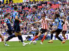 Ross Stewart scores Sunderland's second goal at Wembley