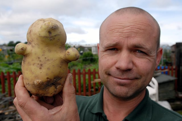 Brian Russell is holding a potato that looked like a Teddy Bear in a news story from 2008. Remember this?