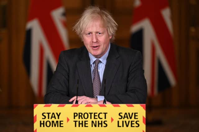 Boris Johnson hails the 'truly national effort to beat' coronavirus ahead of lockdown easing. (Photo by Leon Neal - WPA Pool/Getty Images)