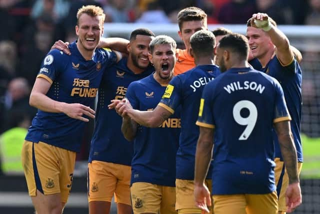 Newcastle United's win over Brentford kept them in 3rd place - making it five Premier League wins in a row  (Photo by GLYN KIRK/AFP via Getty Images)