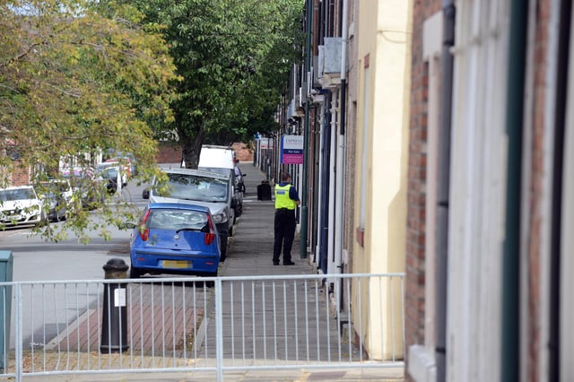Police on Marshall Wallis Road in South Shields following the incident.