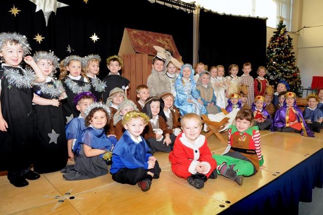 Westoe Crown Primary School's morning nursery pupils in their Nativity 8 years ago.