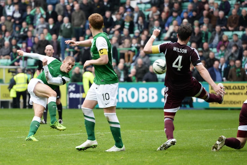 Hibs had got back into the game with a powerful Forster header before James Collins failed to convert a gilt-edged chance. It was Collins who nearly earned Hibs a point with a fierce strike which was excellently saved by Jamie MacDonald.
