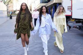 Little Mix, Leigh-Anne Pinnock, Jade Thirlwall and Perrie Edwards, arriving at the studios of Global Radio in London late last month. Photo by PA.