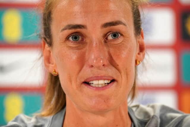 Former Sunderland player and current England lioness, Jill Scott, says it will be a "very defining moment for the sport" when England take on Germany in Sunday's Euro 2022 final.
Photograph: Jonathan Brady/PA Wire.
