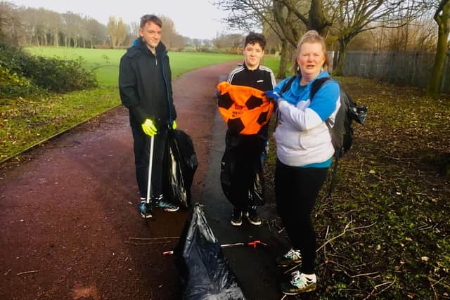 The litter pickers in action on New Year's Day. Picture: Hebburn Litter Pickers.