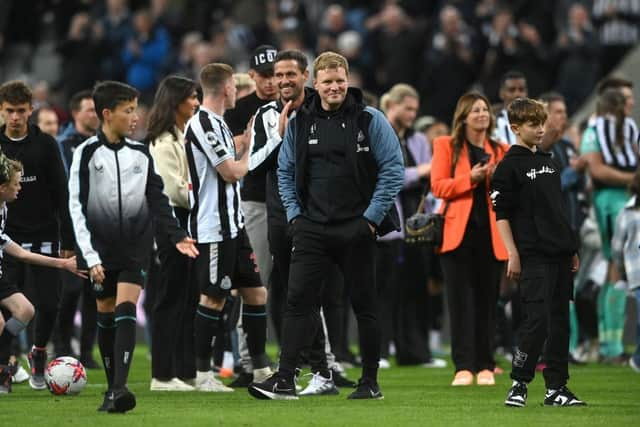 Newcastle United celebrated Champions League qualification with a draw against Leicester City. (Photo by Stu Forster/Getty Images)