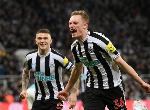 Sean Longstaff celebrates scoring Newcastle United's first goal against Southampton last month.